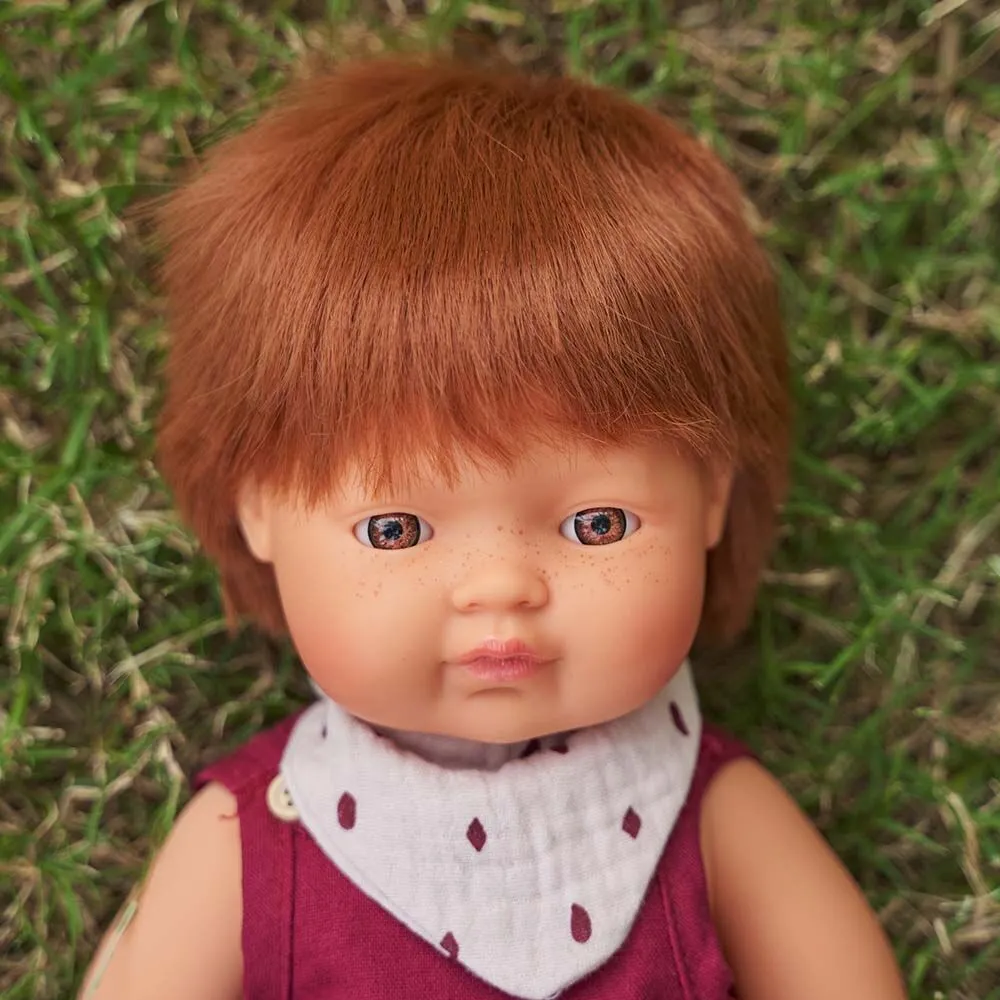 Miniland Anatomically Correct Baby Doll, Caucasian Boy, Red Head, 38 cm