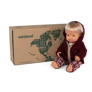Miniland  Caucasian Boy and 31557 Outfit 38cm Boxed
