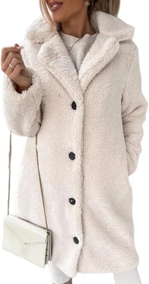 Mmoneyake Women Oversized Sherpa Jackets Fashion Winter Coats Fuzzy Fleece Lapel Open Front Long Cardigan Warm Outerwear 2024
