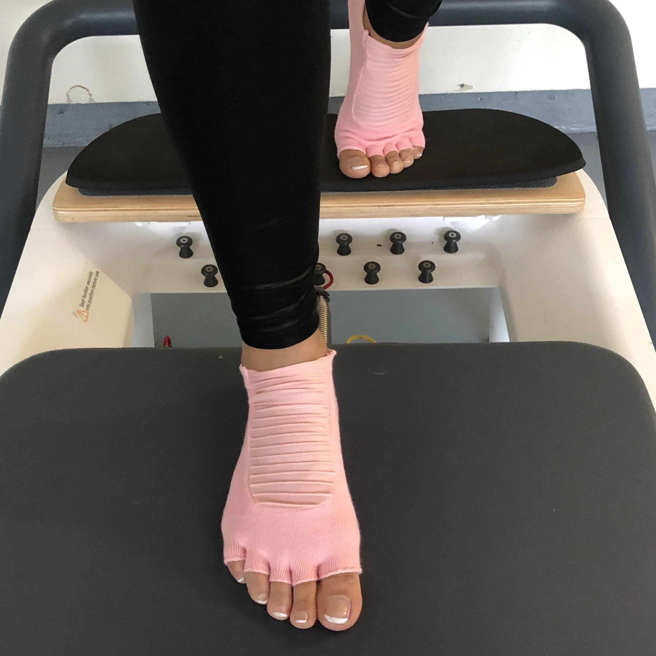 Moto Open Toe Grip Socks - Light Pink (Barre / Pilates)