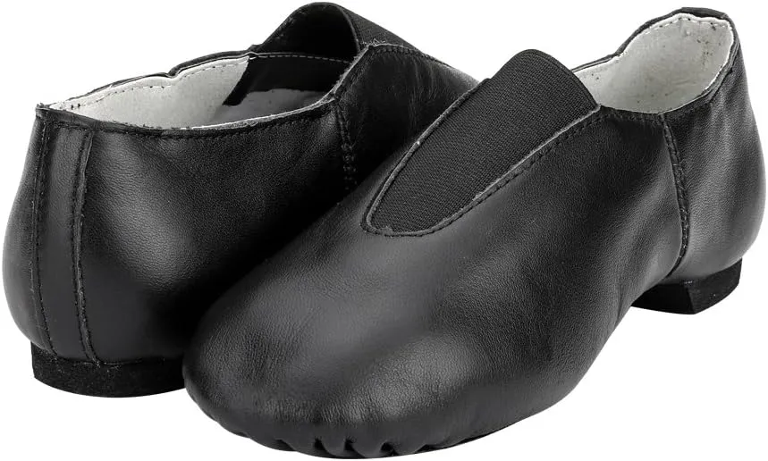 MSMAX Leather Jazz Dance Shoes Womens Slip on Practice Teaching Shoe