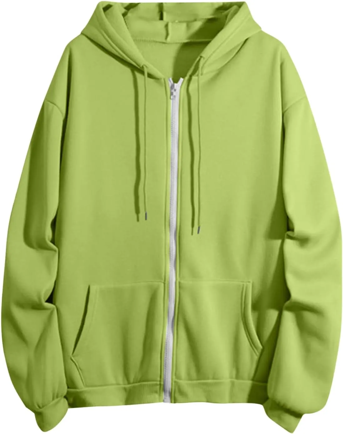 Mzkdieey Womens Zip Up Hoodies Fall Jacket Drawstring Long Sleeve Hooded Sweatshirts Oversized Outerwear Coat with Pockets