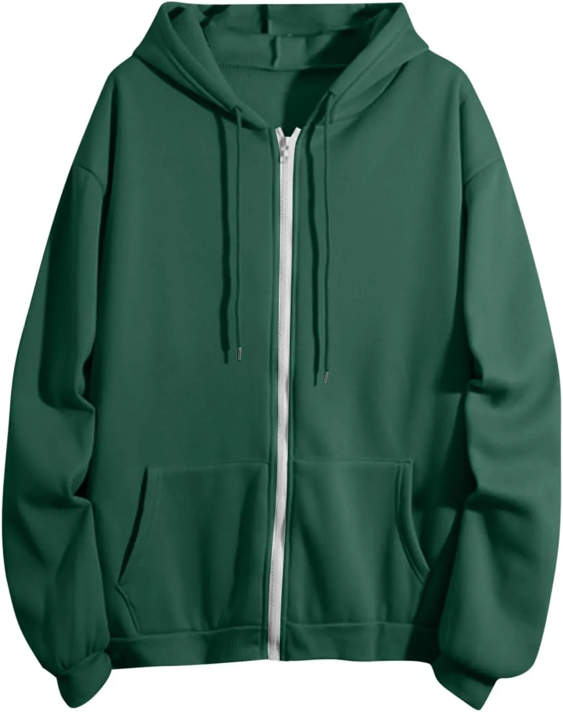 Mzkdieey Womens Zip Up Hoodies Fall Jacket Drawstring Long Sleeve Hooded Sweatshirts Oversized Outerwear Coat with Pockets