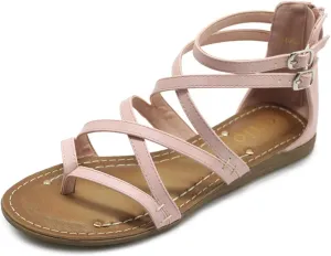 Ollio Women's Shoe Gladiator Strap Flat Zori Sandal
