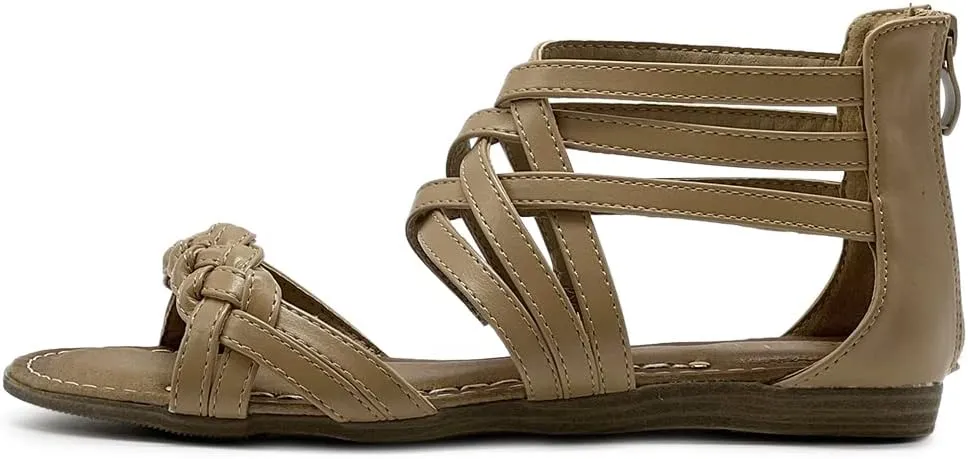 Ollio Women's Shoe Gladiator Strappy Zip Closure Multi Color Sandal
