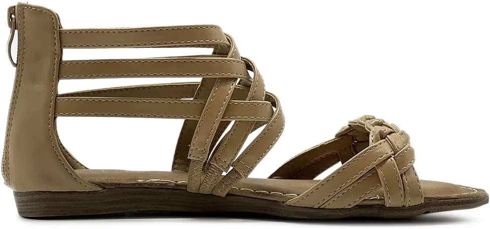 Ollio Women's Shoe Gladiator Strappy Zip Closure Multi Color Sandal