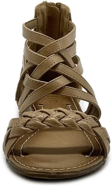 Ollio Women's Shoe Gladiator Strappy Zip Closure Multi Color Sandal