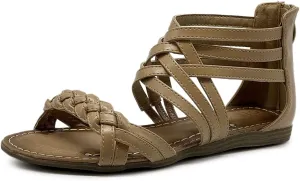 Ollio Women's Shoe Gladiator Strappy Zip Closure Multi Color Sandal