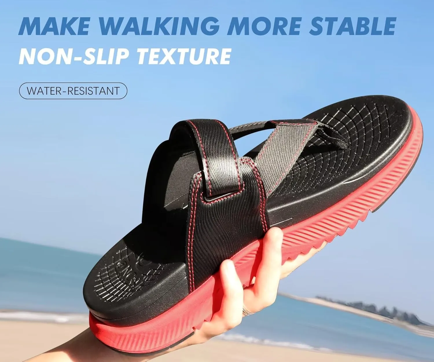 ONCAI Mens Orthopedic Flip Flops Men's Walking Sandals with Arch Support Sport Recovery Sandal for Man size 7-14