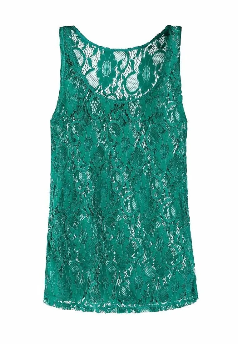 Openwork Tank Top (Blue & Jade Green)