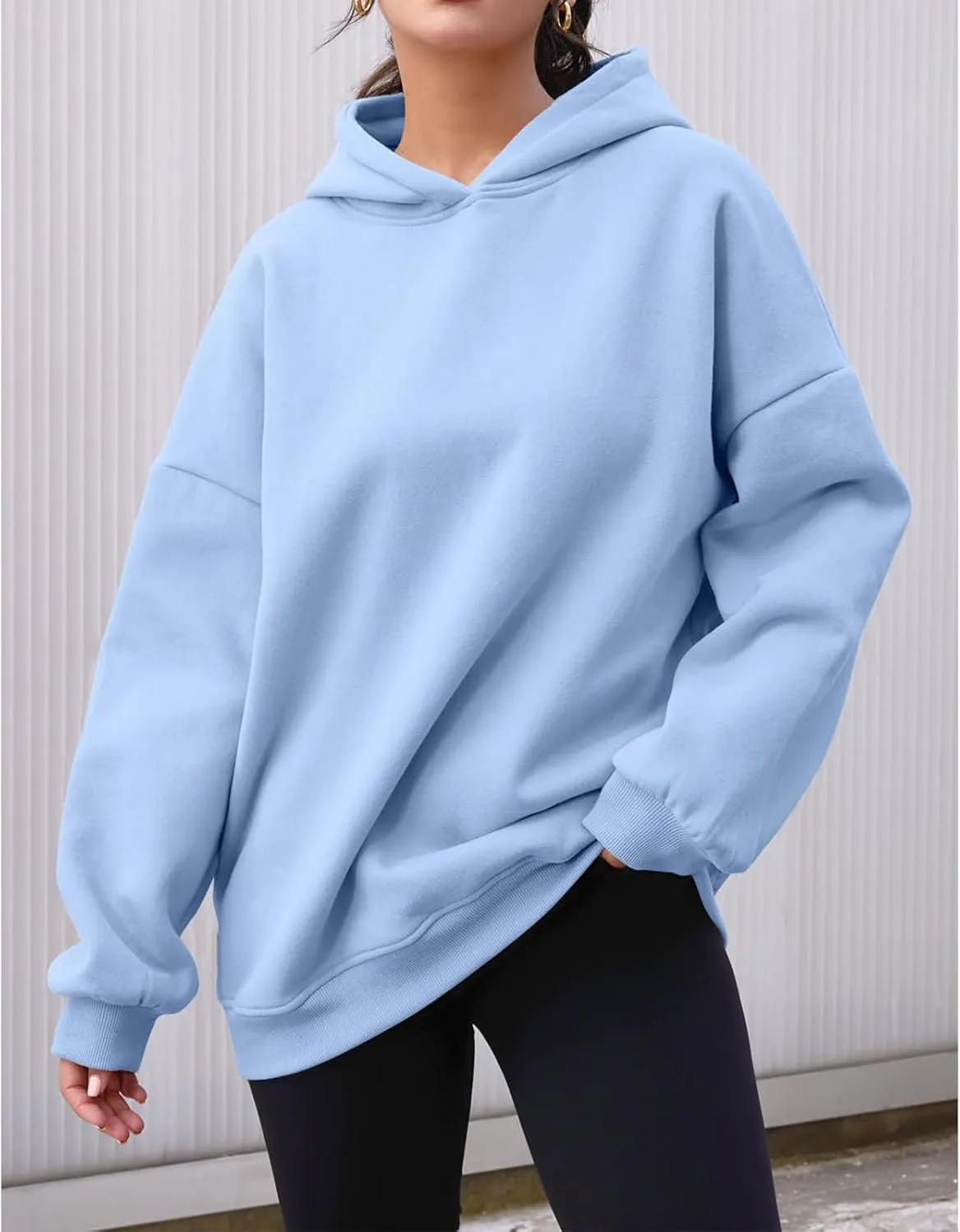 Oversized Hoodies for Women Fleece Long Sleeve Sweatshirts Solid Loose Pullover Comfy Warm Tops with Pocket