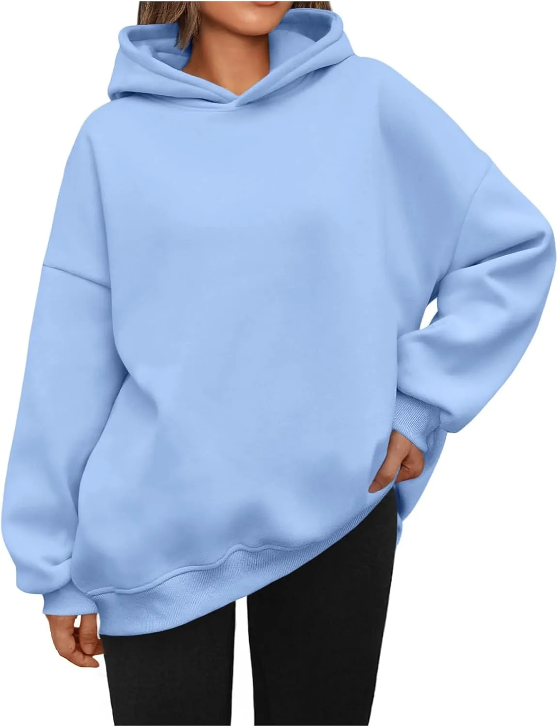 Oversized Hoodies for Women Fleece Long Sleeve Sweatshirts Solid Loose Pullover Comfy Warm Tops with Pocket
