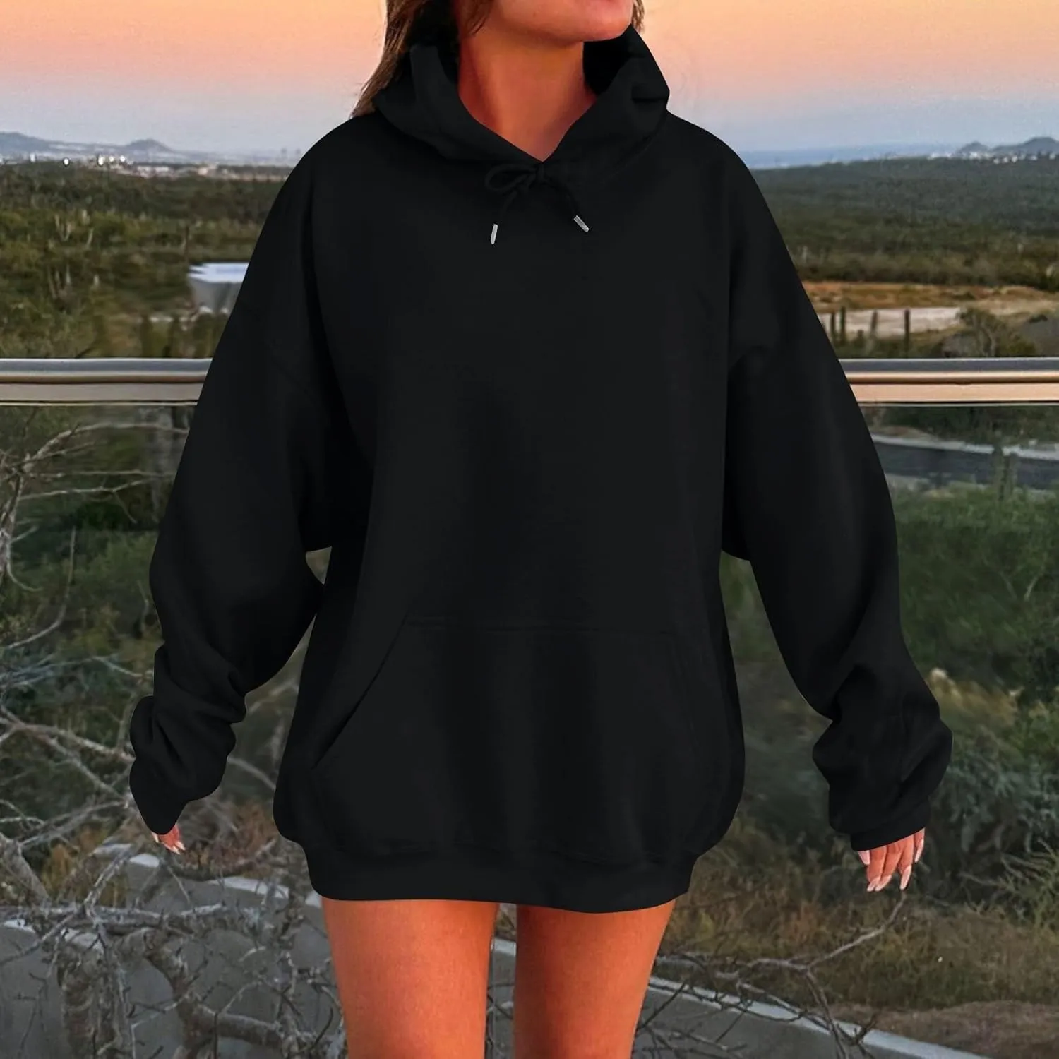 Oversized Hoodies for Women Winter Cute Drawstring Sweatshirts Pullover 2024 Fashion Solid Tops Trendy Casual Outfits