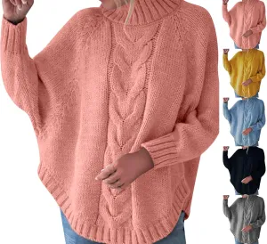Oversized Sweaters for Women Loose Fit Fleece Batwing Sweaters Casual Crewneck Wool Chunky Knit Sweaters