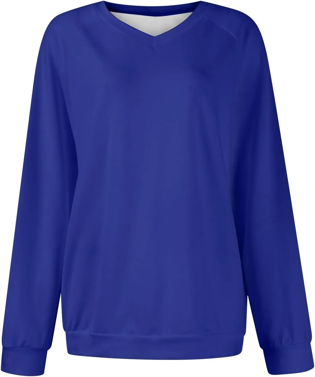 Oversized V Neck Sweatshirt Women Plus Size Plain Pullover Sweatshirts Cute Teen Long Sleeve Sweat Shirts Y2k Tops