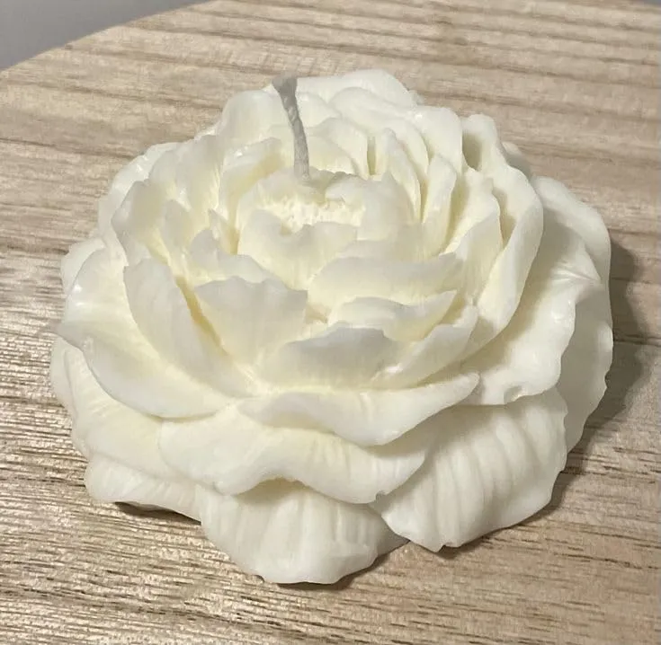 Peony Flower Candle | Set of 2 | White | Jamaican Coffee Scented | 100% Soy wax candle | 20  burn hours | 85 grams | Clean burn | Vegan | Eco-friendly | Home Decor | Gifting | Aesthetic