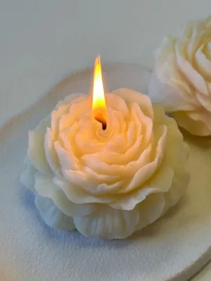 Peony Flower Candle | Set of 2 | White | Jamaican Coffee Scented | 100% Soy wax candle | 20  burn hours | 85 grams | Clean burn | Vegan | Eco-friendly | Home Decor | Gifting | Aesthetic