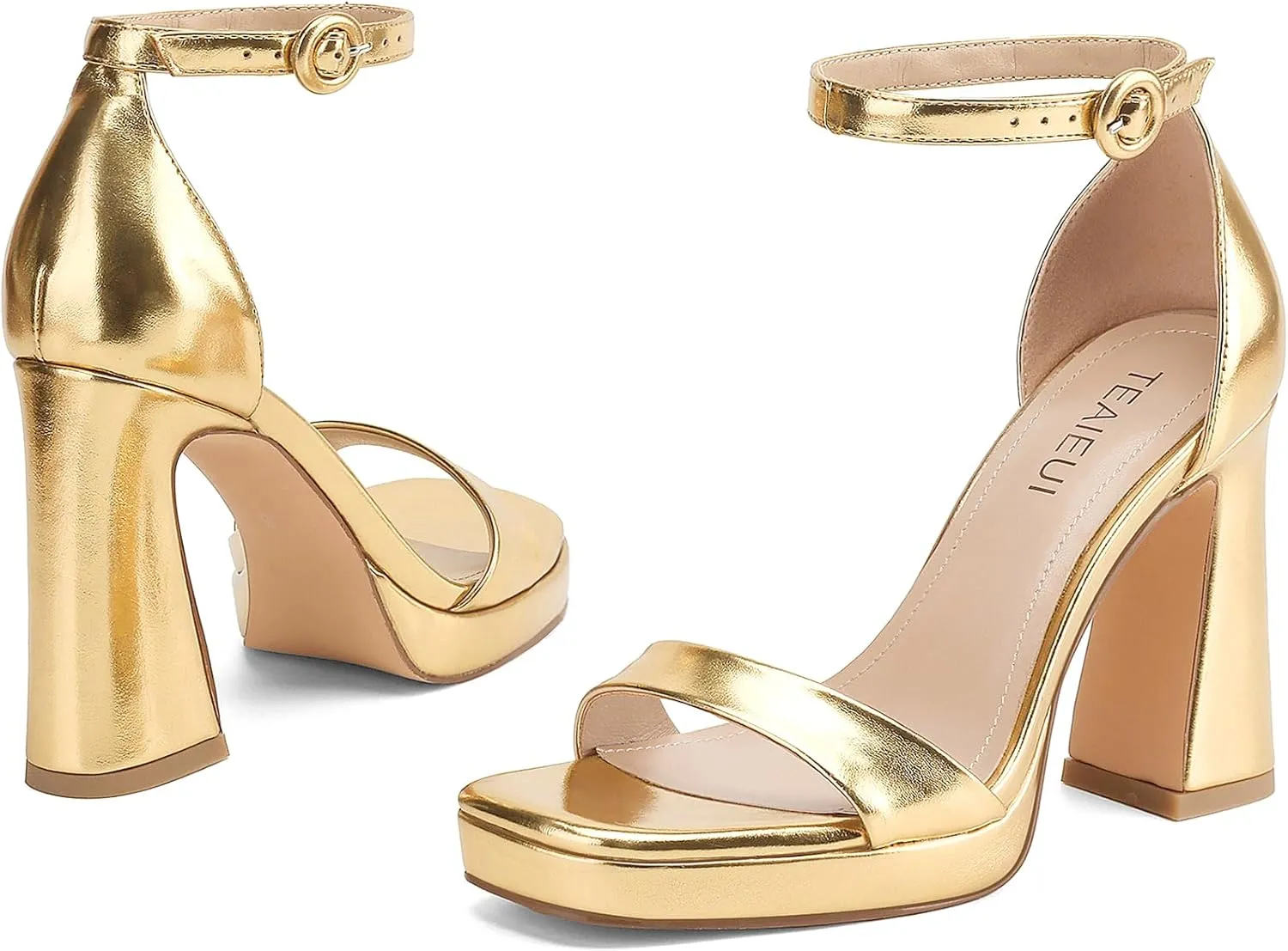 Platform Heels for Women Chunky High Heels with Ankle Strap Square Toe Strappy Heels for Women Heeled Sandals