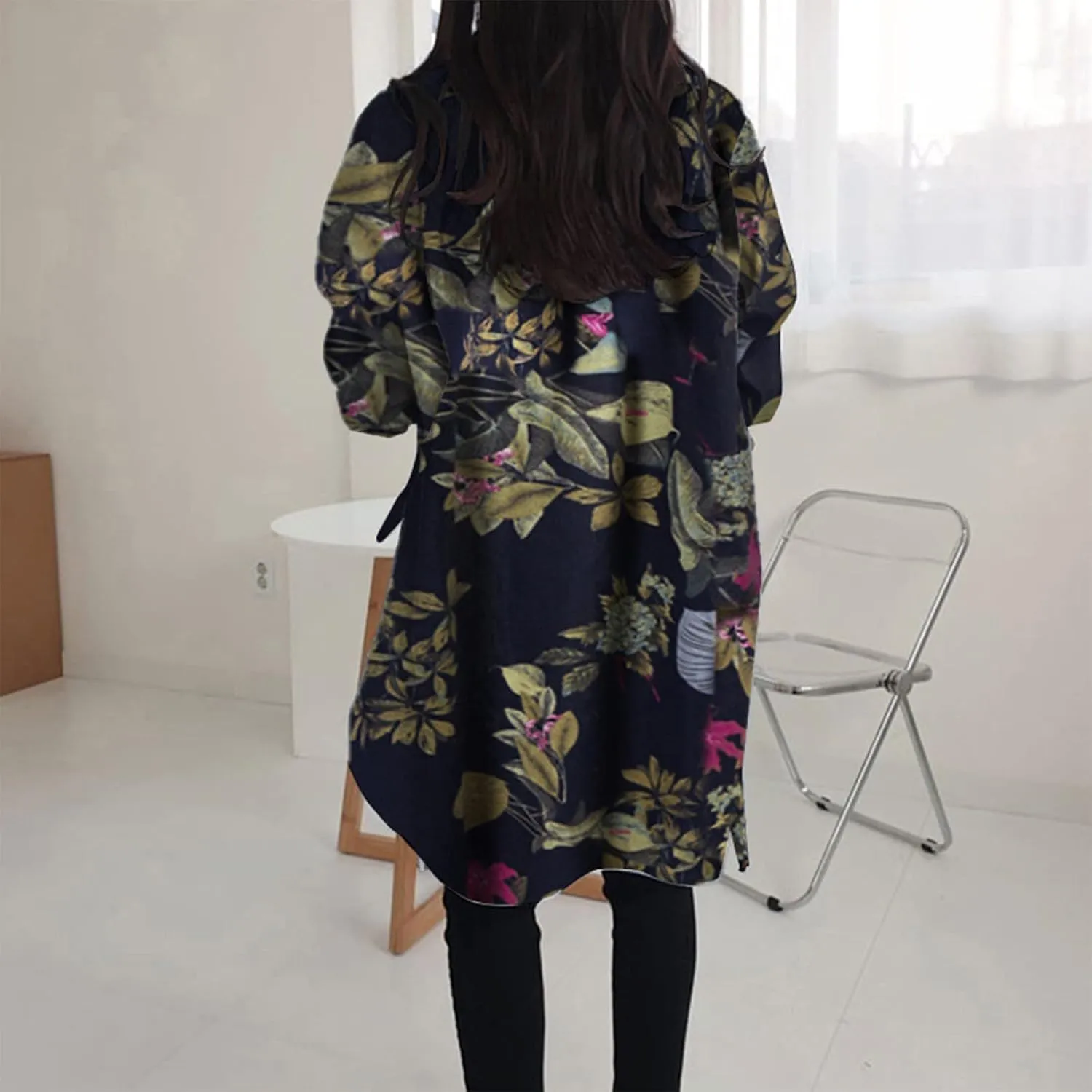 Plus Size Womens Tops Button Down Long Sleeve Boyfriend Long Shirts Fall Henley V Neck Tops Lapel Collared Blouses