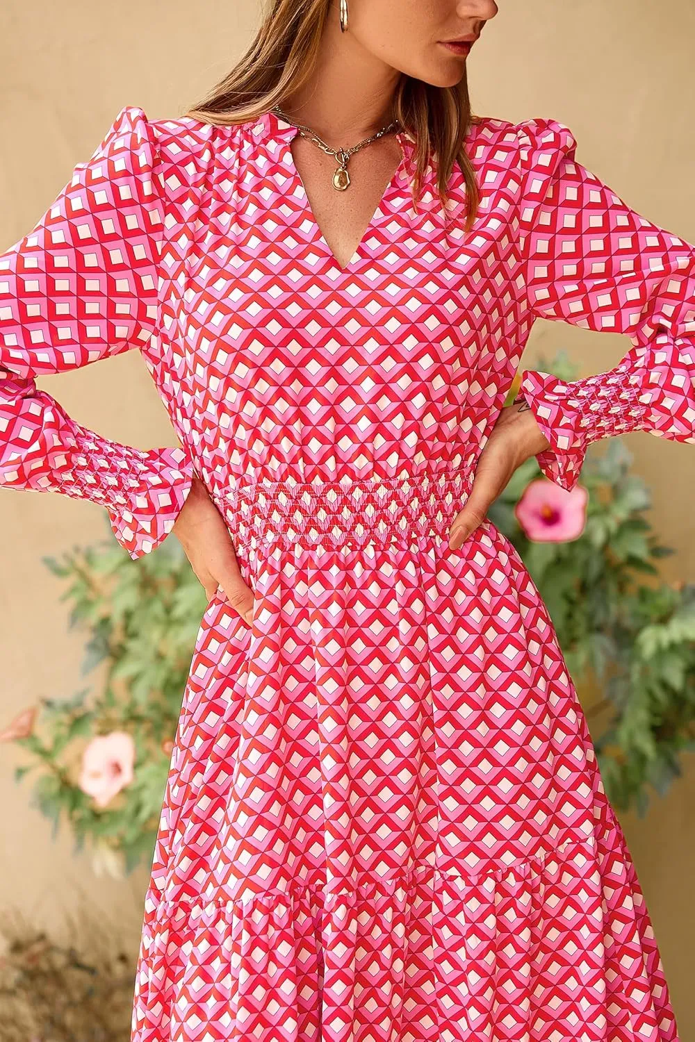 PRETTYGARDEN Women's Floral Maxi Dress 2025 Spring Long Sleeve V Neck Casual A Line Long Flowy Boho Party Dresses