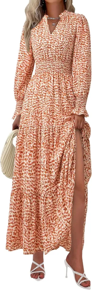 PRETTYGARDEN Women's Floral Maxi Dress 2025 Spring Long Sleeve V Neck Casual A Line Long Flowy Boho Party Dresses