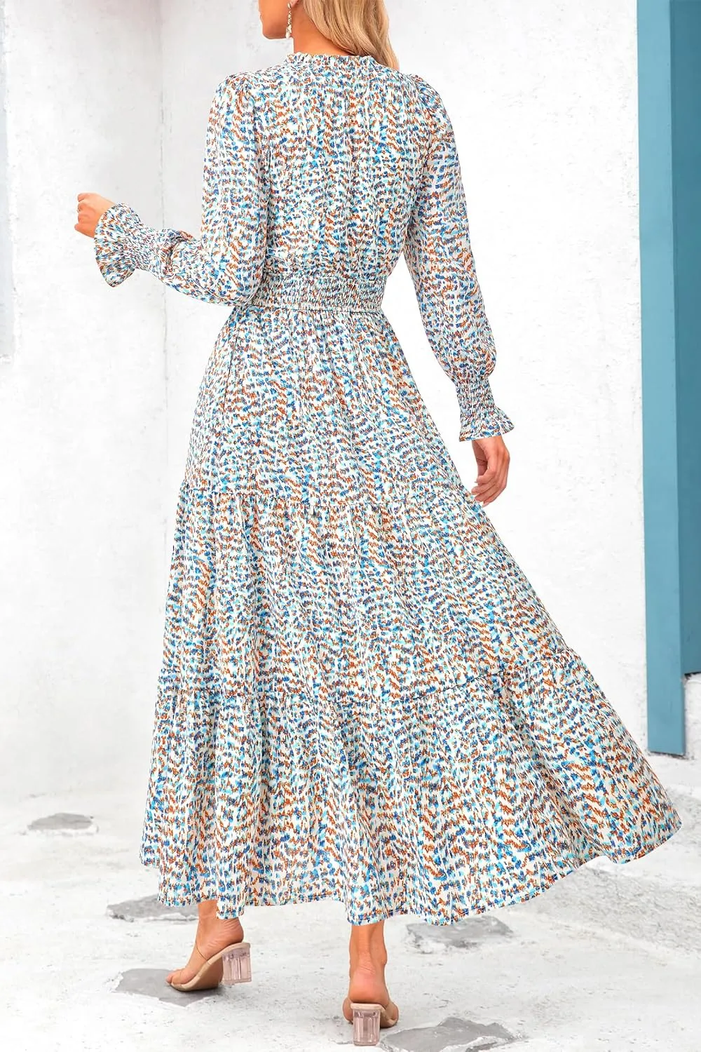 PRETTYGARDEN Women's Floral Maxi Dress 2025 Spring Long Sleeve V Neck Casual A Line Long Flowy Boho Party Dresses