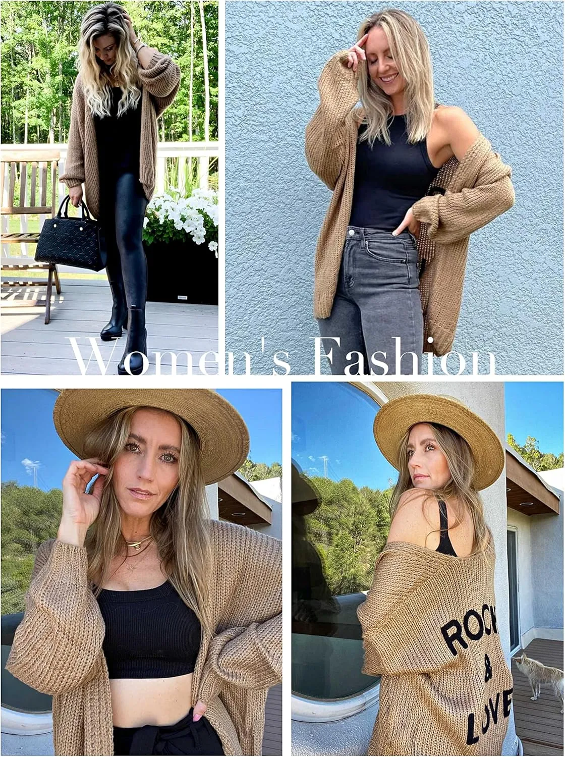 PRETTYGARDEN Women's Long Sleeve Open Front Knit Cardigans Sweaters Soft Loose Draped Coat Outerwear