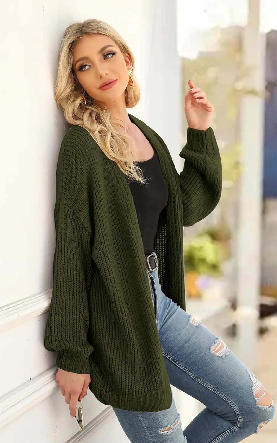 PRETTYGARDEN Women's Long Sleeve Open Front Knit Cardigans Sweaters Soft Loose Draped Coat Outerwear