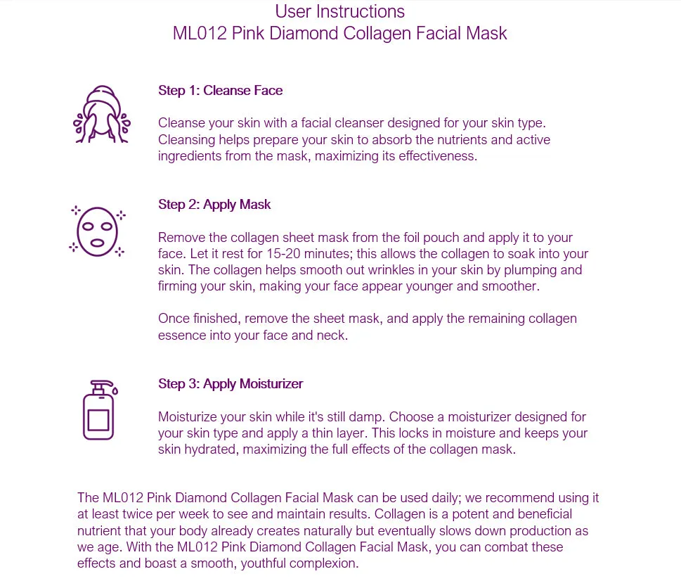Prospera ML012 Pink Diamond Collagen Facial Mask
