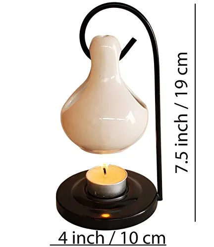 Pure Source India Aroma Set with 10 ML Aroma Oil and 4 Tea Light Candles, Relaxing Fragnance, White