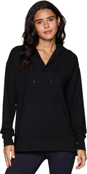 RBX Active Women's Hoodie Tunic in Regular/Plus Sizes, V-Neck Relaxed Fit Lightweight French Terry Sweatshirt with Pocket