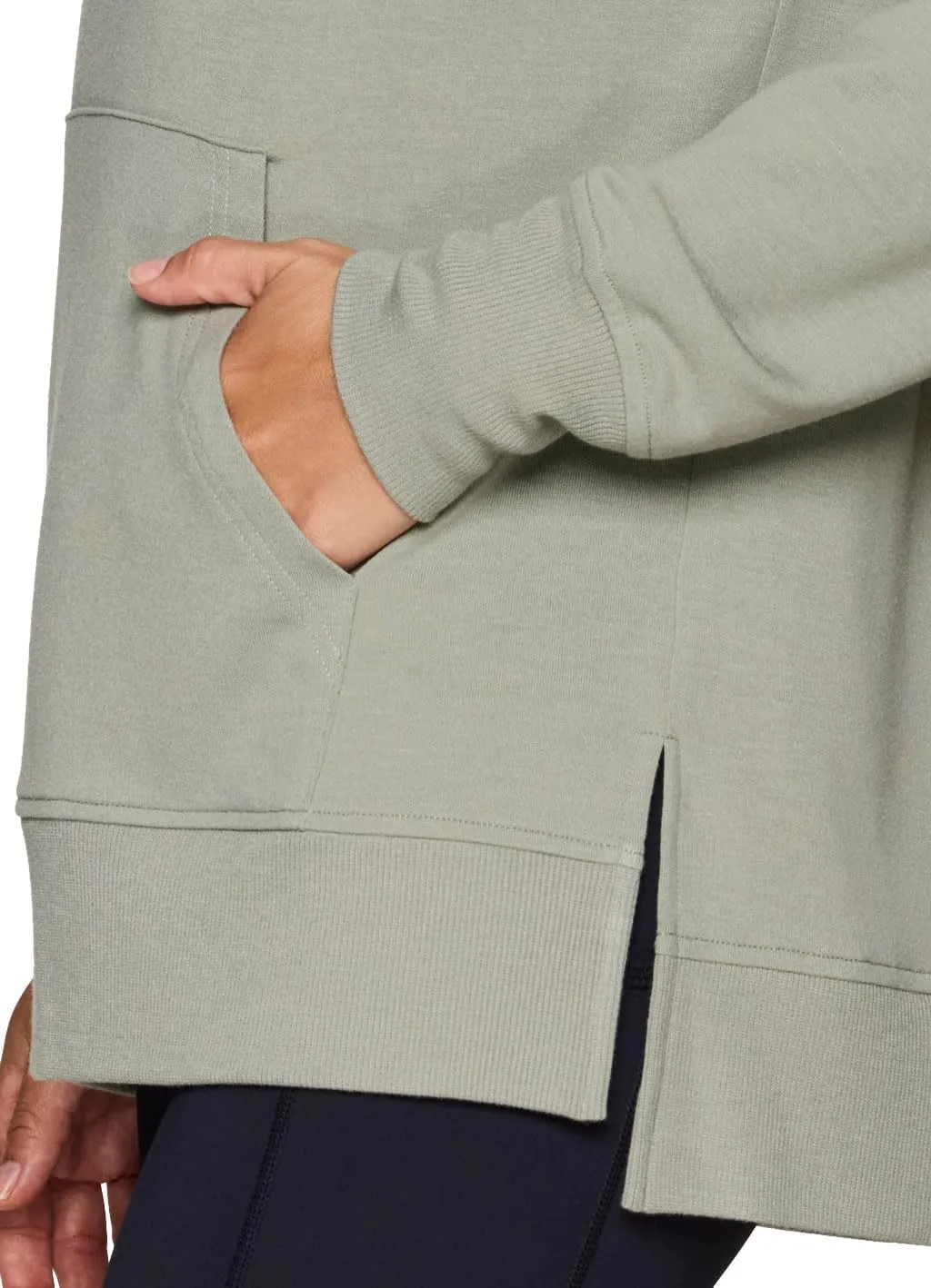 RBX Active Women's Hoodie Tunic in Regular/Plus Sizes, V-Neck Relaxed Fit Lightweight French Terry Sweatshirt with Pocket