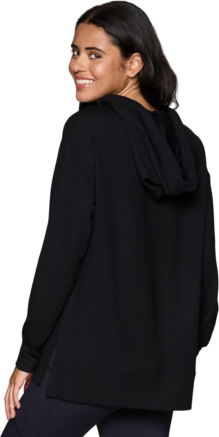 RBX Active Women's Hoodie Tunic in Regular/Plus Sizes, V-Neck Relaxed Fit Lightweight French Terry Sweatshirt with Pocket