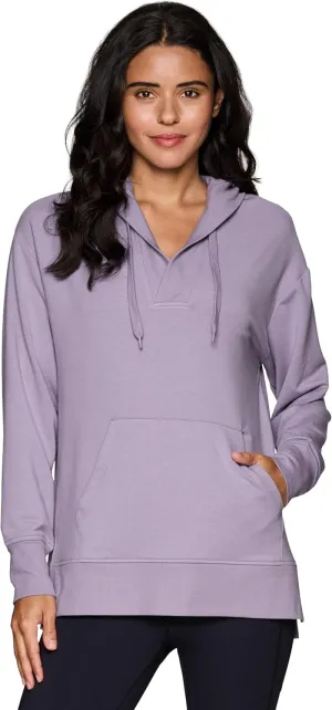 RBX Active Women's Hoodie Tunic in Regular/Plus Sizes, V-Neck Relaxed Fit Lightweight French Terry Sweatshirt with Pocket