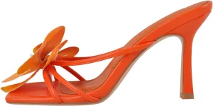 richealnini Floral Orchid Heels for Women Slip On Stiletto High Heels Thong Mules