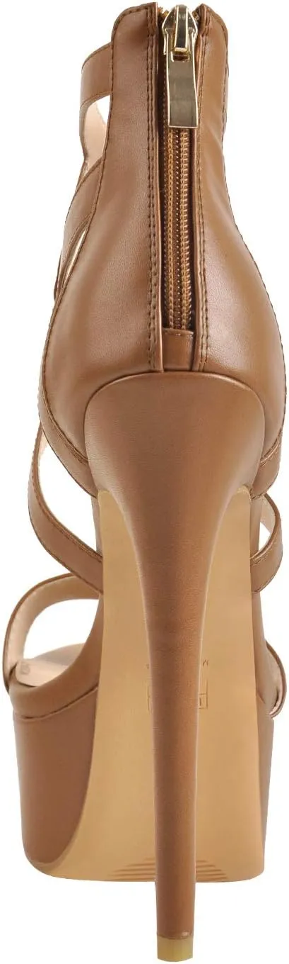 richealnini Women's Crisscross Platform Stiletto High Heels Strappy Sandals with Zipper