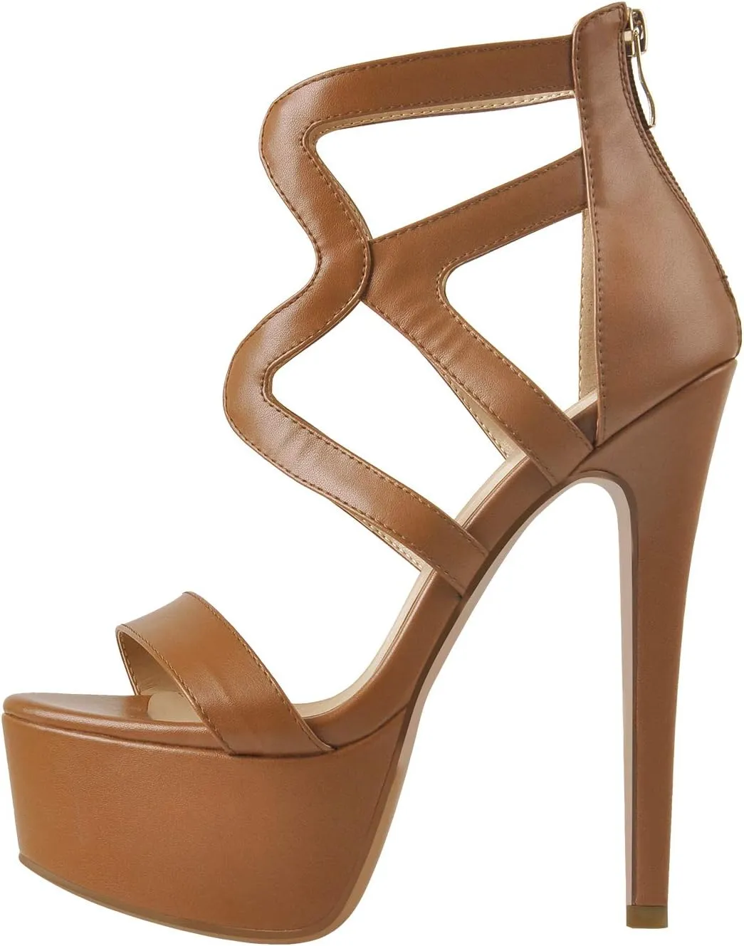 richealnini Women's Crisscross Platform Stiletto High Heels Strappy Sandals with Zipper