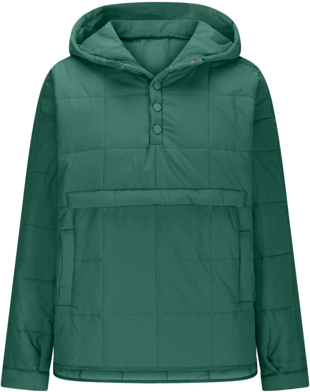 RKSTN Women Quilted Pullover Puffer Jacket Loose Hooded Coats Winter Warm Lightweight Outerwear with Pockets