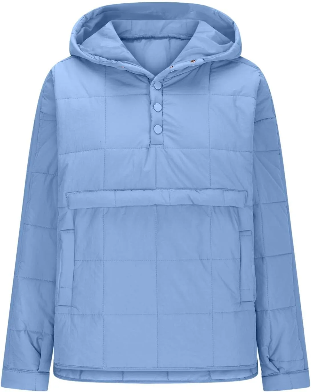 RKSTN Women Quilted Pullover Puffer Jacket Loose Hooded Coats Winter Warm Lightweight Outerwear with Pockets