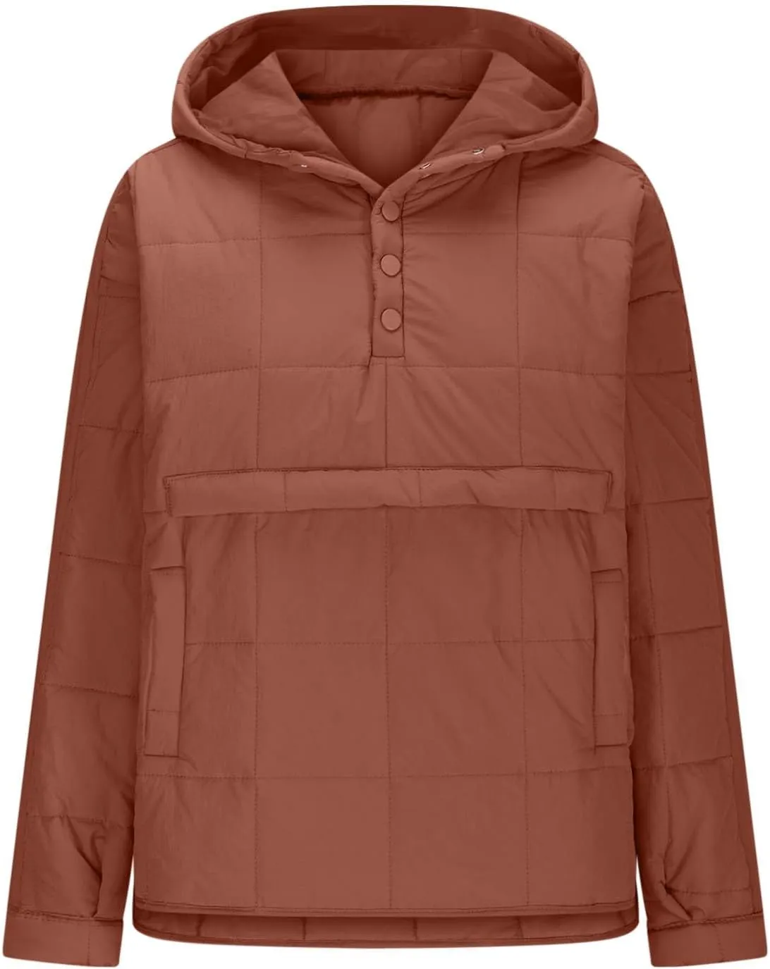 RKSTN Women Quilted Pullover Puffer Jacket Loose Hooded Coats Winter Warm Lightweight Outerwear with Pockets
