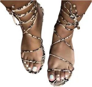 Sandals for Women Dressy Gladiator Sandals Butterfly Flat Summer Strappy Crystal Open Toe Knee High Flat Sandal