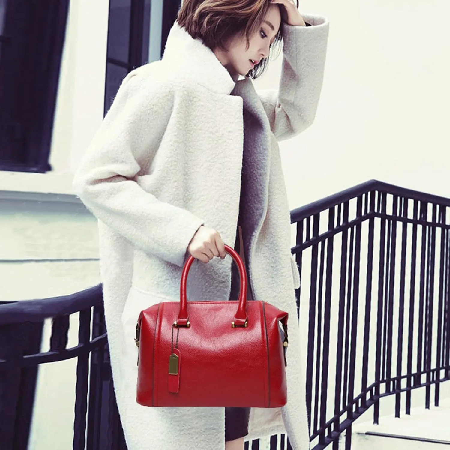 Satchel Purses for Women Leather Tote Bag Boston Handbags Women's Top Handle Bags for work and daily