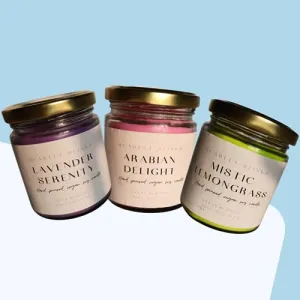 Scarlet Blinks Arabian Delight | Mistic Lemon Grass | Lavender Serenity | Soy Wax Candles | Aroma Therapy Candles | Burning Time:-45 HRS Pack of 3