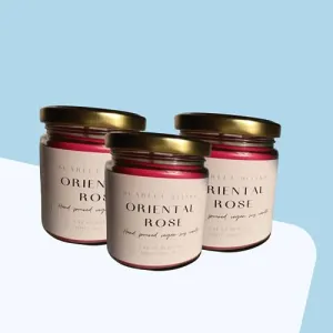 Scarlet Blinks Oriental Rose|Soy Wax Candle|Aroma Therapy Candle|Burning Time :-45 HRS Pack of 3