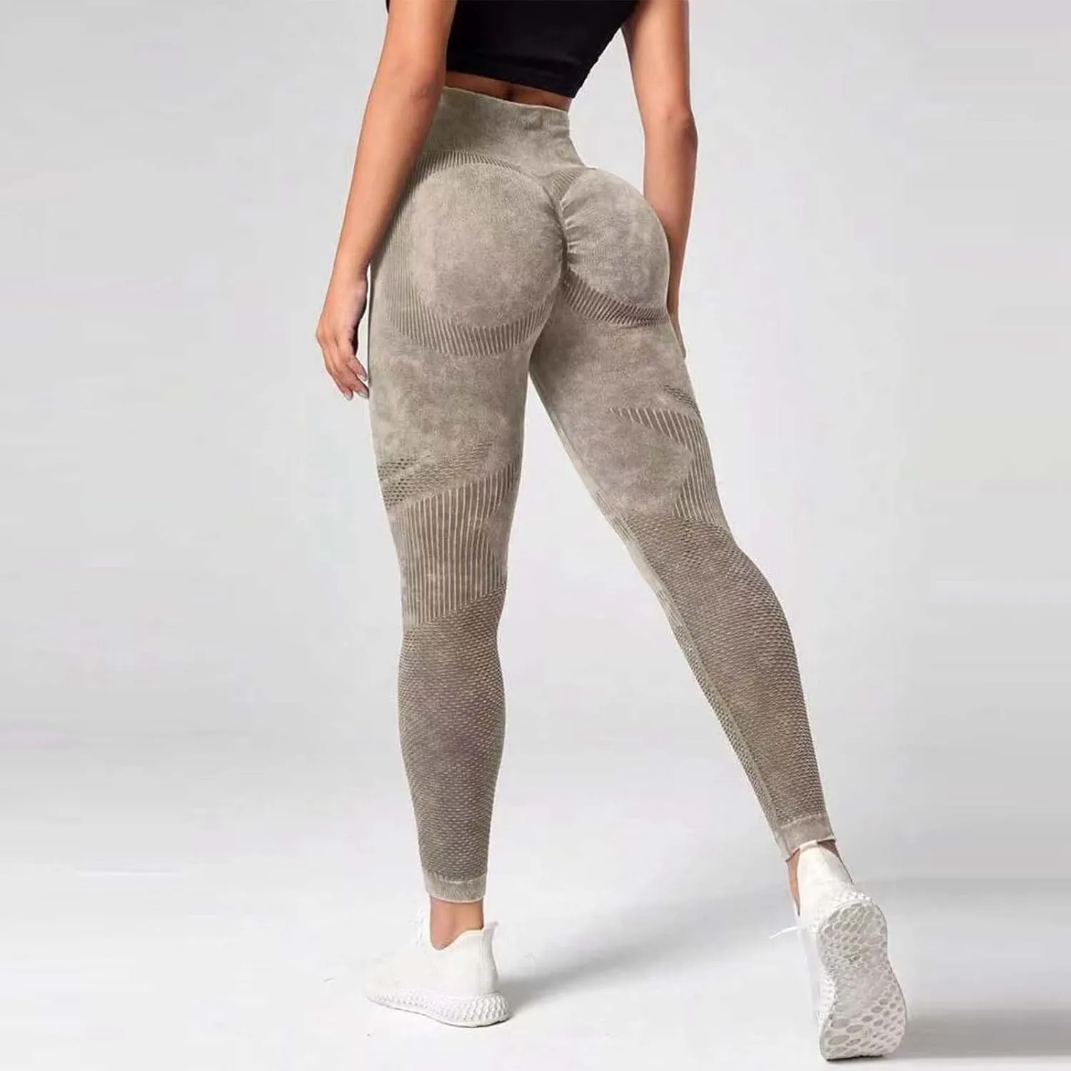 Seamless High Waisted Leggings for Women Washed Butt Lifting Yoga Pants Womens Elegant Tummy Control Solid Color Tights