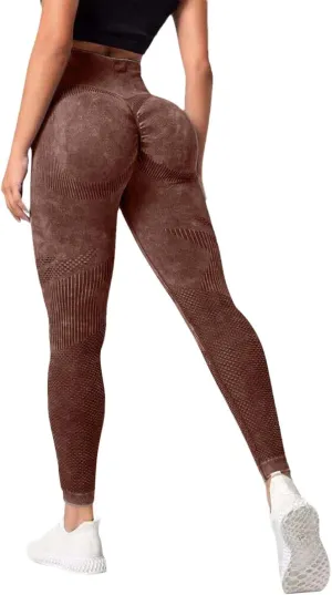 Seamless High Waisted Leggings for Women Washed Butt Lifting Yoga Pants Womens Elegant Tummy Control Solid Color Tights