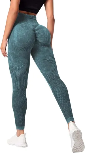 Seamless High Waisted Leggings for Women Washed Butt Lifting Yoga Pants Womens Elegant Tummy Control Solid Color Tights
