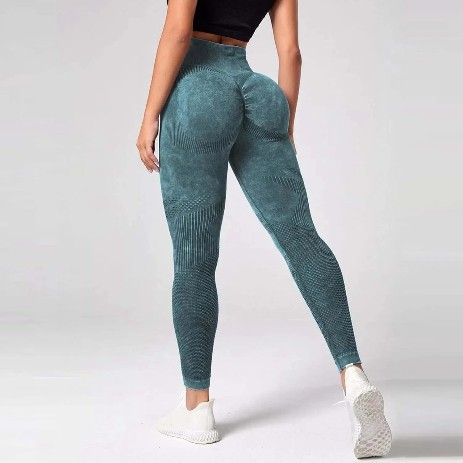 Seamless High Waisted Leggings for Women Washed Butt Lifting Yoga Pants Womens Elegant Tummy Control Solid Color Tights