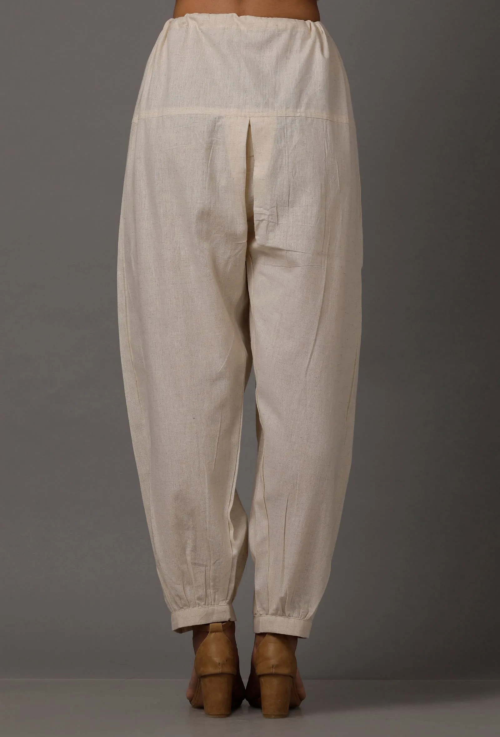 Set of 2: White Pure cotton Kurta with Pants