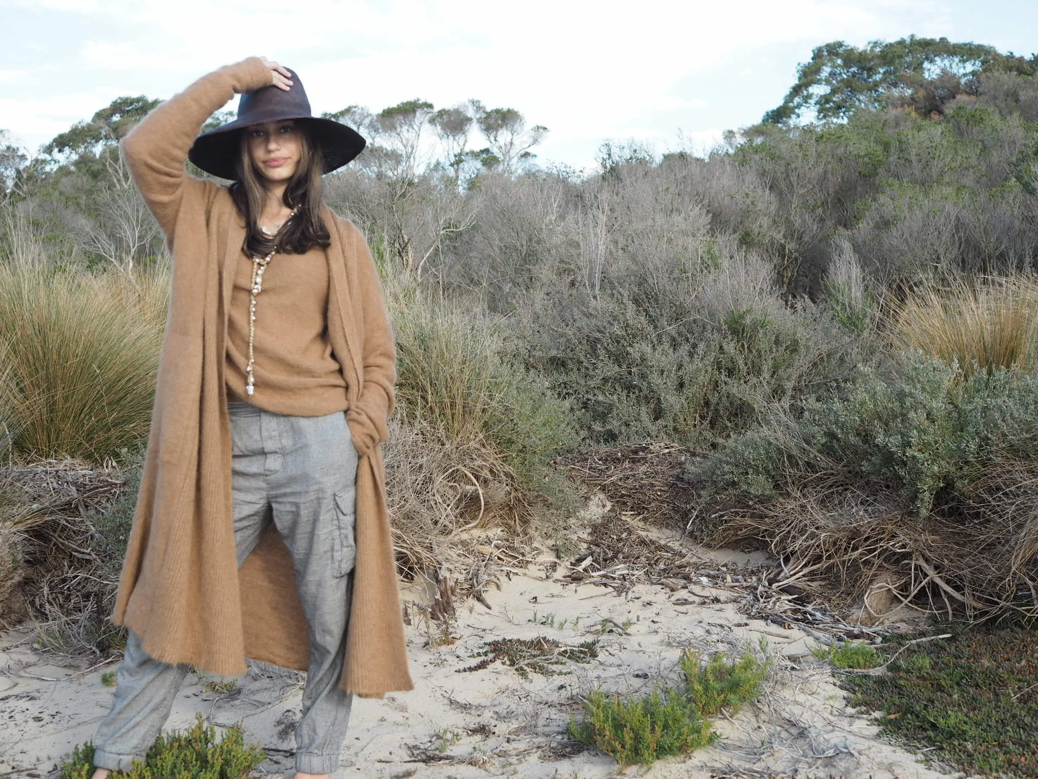 Shawl collar Luxe cardi (Alpaca)- Tan